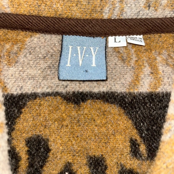 VTG Ivy Wool Blend Blanket Knit blanket Coat Animal Print Women’s large - Picture 4 of 4